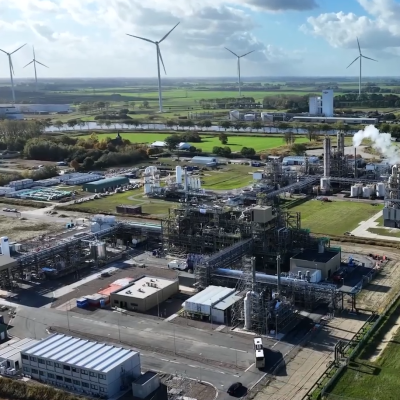 Aerial shot of the CBE JU-funded PEFerence biorefinery