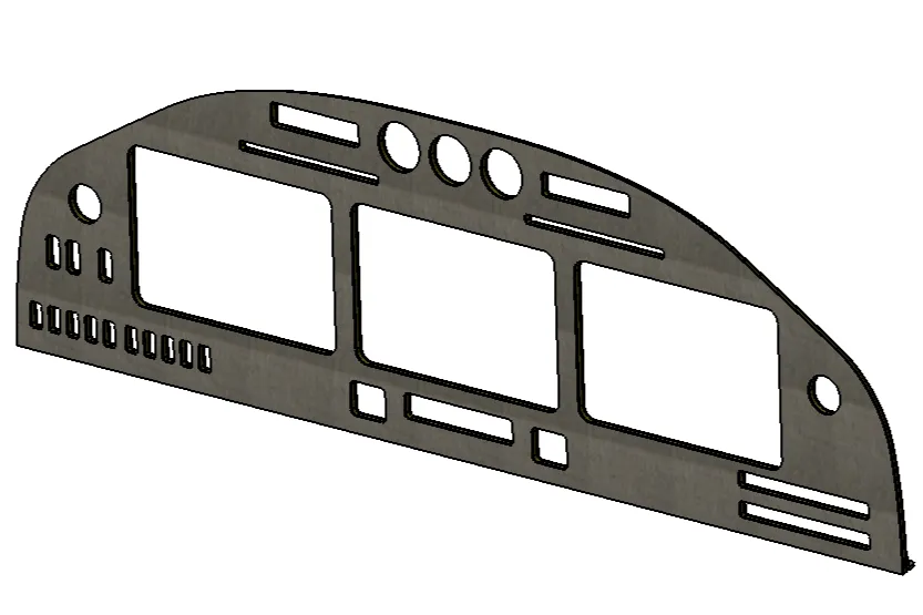 A cockpit dashboard panel for electric aircraft made from a layered epoxy/hemp panel with an aerospace-grade foam core.