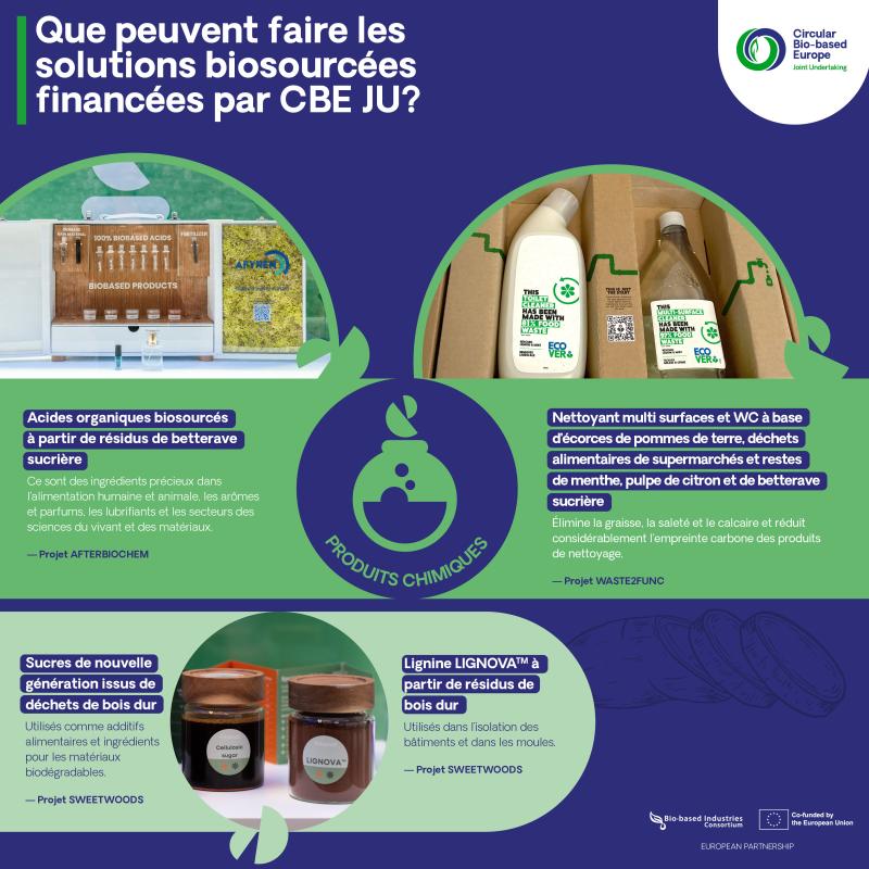 Que peuvent faire les solutions biosourcées financées par CBE JU? 2